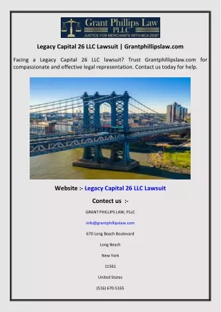 Legacy Capital 26 LLC Lawsuit  Grantphillipslaw.com