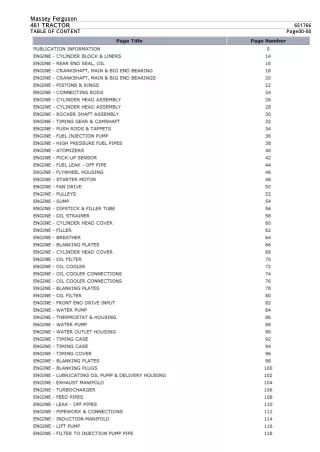 Massey Ferguson 461 TRACTOR Service Parts Catalogue Manual (Part Number  651766)