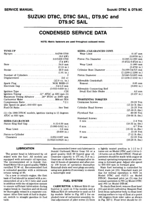 Suzuki Outboard DT8C, DT8C SAIL, DT9.9C, DT9.9C SAIL, DT9.9, DT16, DT20, DT25, DT25C Service Repair Manual