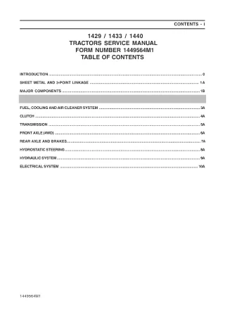 Massey Ferguson 1429 Compact Tractor Service Repair Manual (From Number 1449564M1)