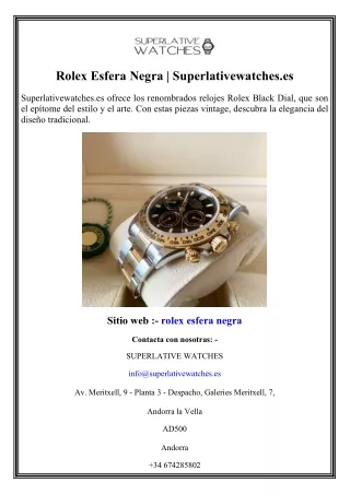 Rolex Esfera Negra Superlativewatches.es