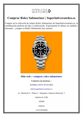 Comprar Rolex Submariner Superlativewatches.es