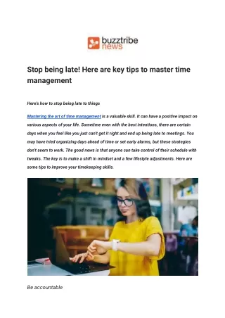 Stop being late! Here are key tips to master time management