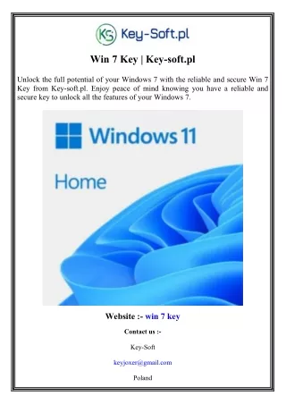 Win 7 Key Key-soft.pl