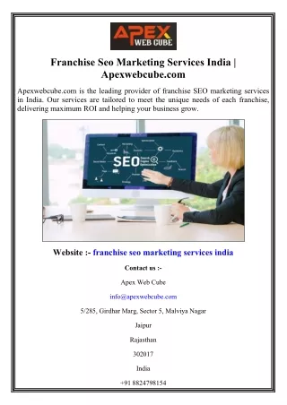 Franchise Seo Marketing Services India Apexwebcube.com