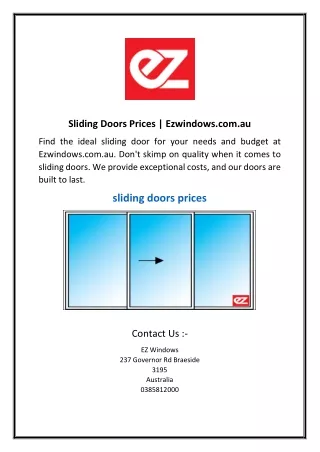 Sliding Doors Prices  Ezwindows.comau