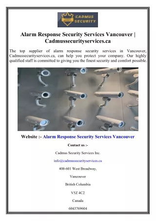 Alarm Response Security Services Vancouver Cadmussecurityservices.ca