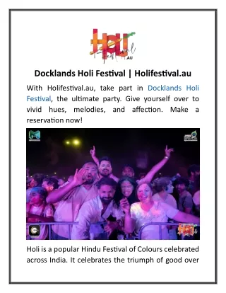 Docklands Holi Festival  Holifestival.au