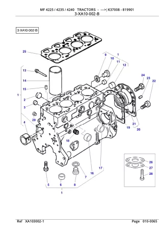 Massey Ferguson 4225 TRACTORS (- K37008) Service Parts Catalogue Manual (Part Number  819901)