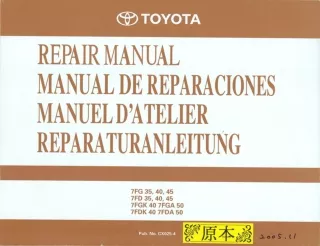 TOYOTA 7FG35 Forklift Service Repair Manual