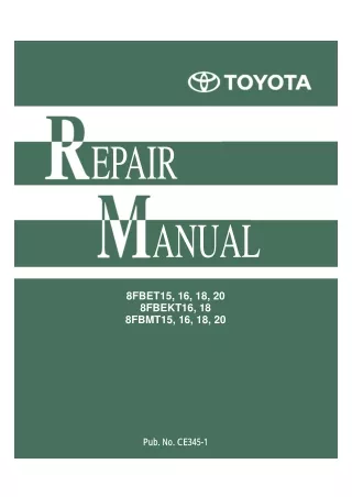 TOYOTA 8FBET15 Forklift Service Repair Manual