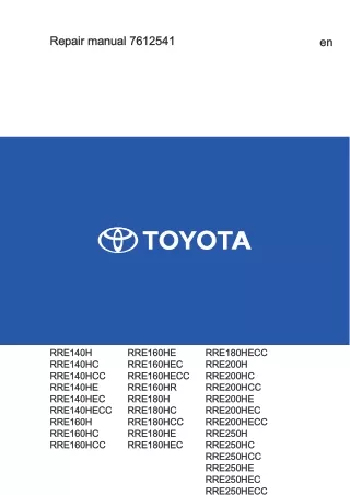 TOYOTA BT Reflex RRE180HC High Performance Reach Truck Service Repair Manual