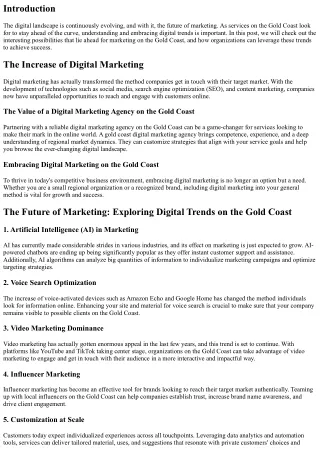 The Future of Marketing: Exploring Digital Trends on the Gold Coast