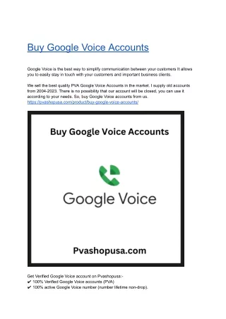 Buy Google Voice Accounts