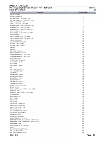 Massey Ferguson MF 26 COMBINE (= 1997) Parts Catalogue Manual