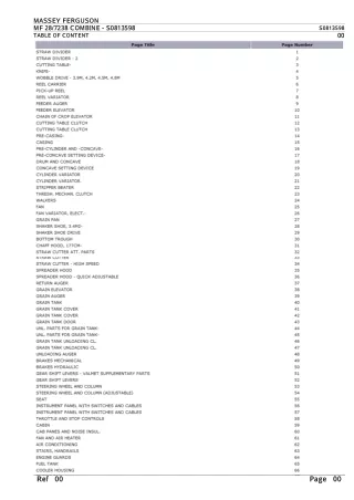 Massey Ferguson MF 28  7238 COMBINE Parts Catalogue Manual