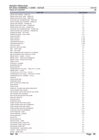 Massey Ferguson MF 30 COMBINES (- 53049) Parts Catalogue Manual