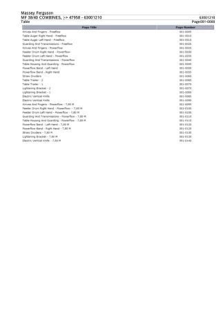 Massey Ferguson MF 38 COMBINES (- 47958) Parts Catalogue Manual