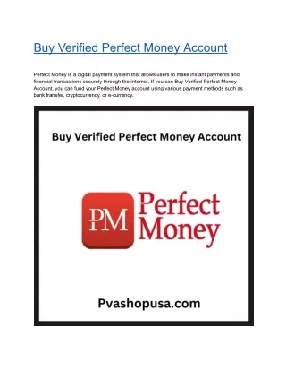 Buy Verified Perfect Money Account