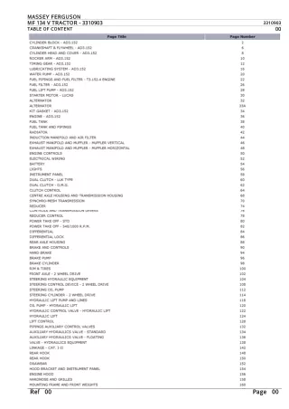 Massey Ferguson MF 134 V TRACTOR Parts Catalogue Manual