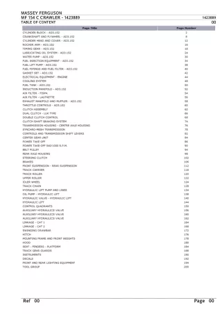 Massey Ferguson MF 154 C CRAWLER Parts Catalogue Manual