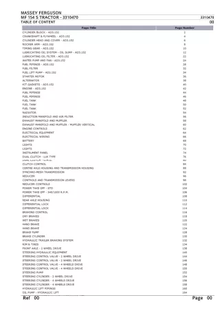 Massey Ferguson MF 154 S TRACTOR Parts Catalogue Manual