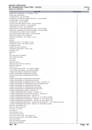 Massey Ferguson MF 158 MKIII  158 F TRACTORS Parts Catalogue Manual