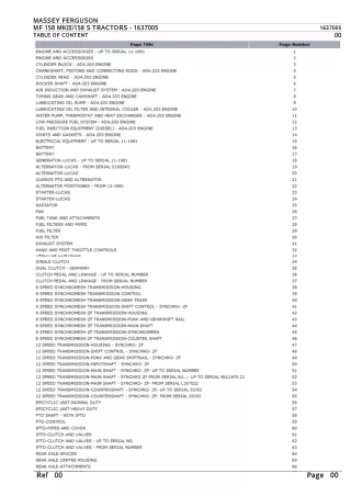 Massey Ferguson MF 158 MKIII  158 S TRACTORS Parts Catalogue Manual