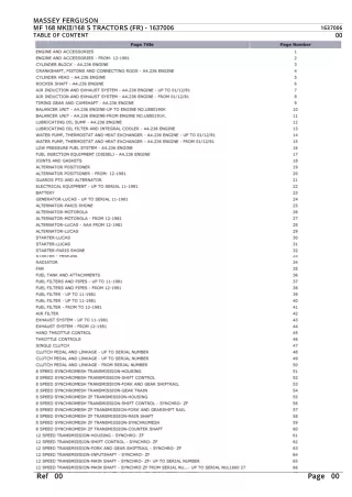 Massey Ferguson MF 168 MKIII  168 S TRACTORS (FR) Parts Catalogue Manual