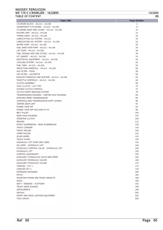 Massey Ferguson MF 174 C CRAWLER Parts Catalogue Manual