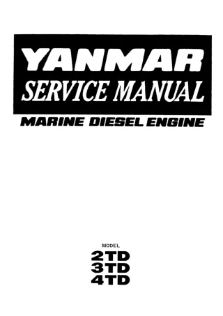 Yanmar 2TD Marine Diesel Engine Service Repair Manual