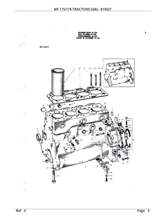 Massey Ferguson MF 175 TRACTORS (GB) Service Parts Catalogue Manual