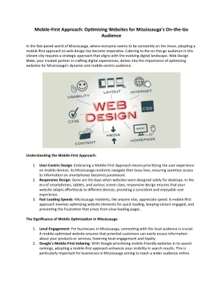 Mobile-First Approach Optimizing Websites for Mississauga's On-the-Go Audience
