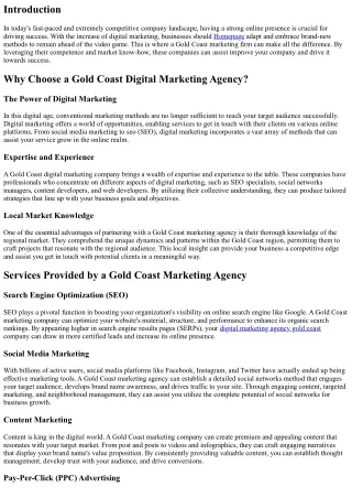 Driving Success: How a Gold Coast Marketing Agency Can Boost Your Organization