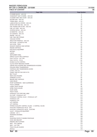 Massey Ferguson MF 234 C CRAWLER Parts Catalogue Manual