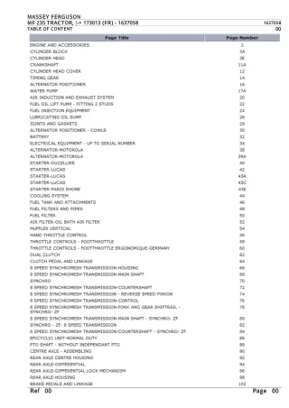 Massey Ferguson MF 235 TRACTOR (FR) Parts Catalogue Manual