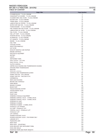 Massey Ferguson MF 264 T S TRACTOR Parts Catalogue Manual