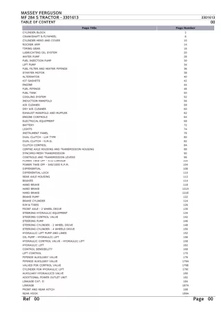 Massey Ferguson MF 284 S TRACTOR Parts Catalogue Manual