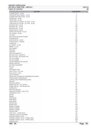 Massey Ferguson MF 294 S TRACTOR Parts Catalogue Manual