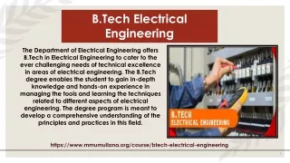 B.Tech Electrical Engineering