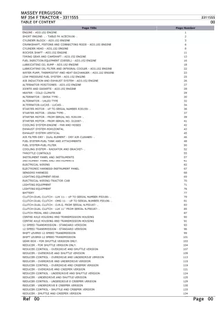 Massey Ferguson MF 354 F TRACTOR Parts Catalogue Manual