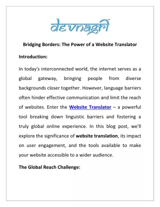 Bridging Borders: The Power of a Website Translator