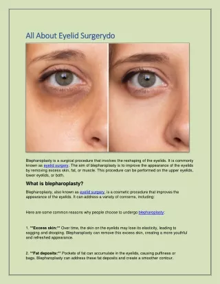 All About Eyelid Surgerydo