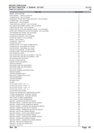 Massey Ferguson MF 354 V TRACTOR Parts Catalogue Manual