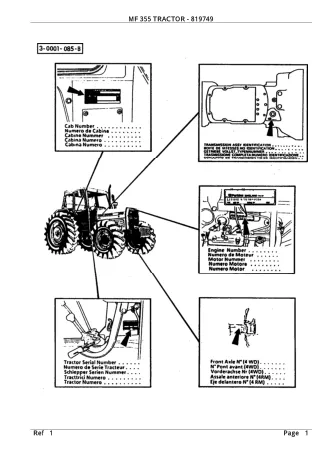 Massey Ferguson MF 355 TRACTOR Service Parts Catalogue Manual (Part Number  819749)