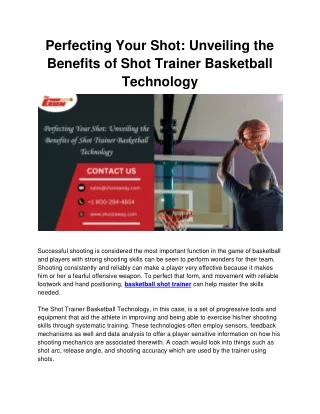 Perfecting Your Shot: Unveiling the Benefits of Shot Trainer Basketball Technolo