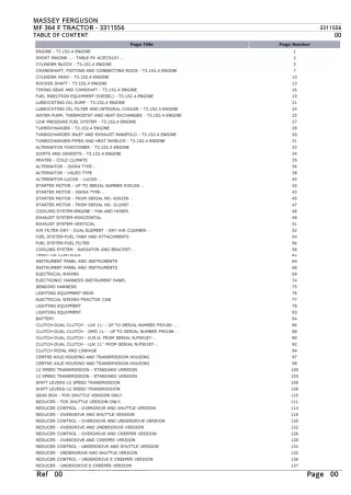 Massey Ferguson MF 364 F TRACTOR Parts Catalogue Manual