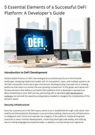 5 Essential Elements of a Successful DeFi Platform A Developer's Guide