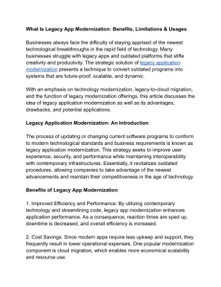 What Is Legacy App Modernization_ Benefits, Limitations & Usages