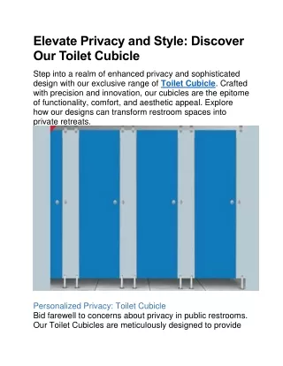 Toilet Cubicle - Megha Systems